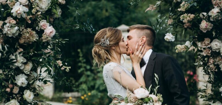 bride and groom on wedding day