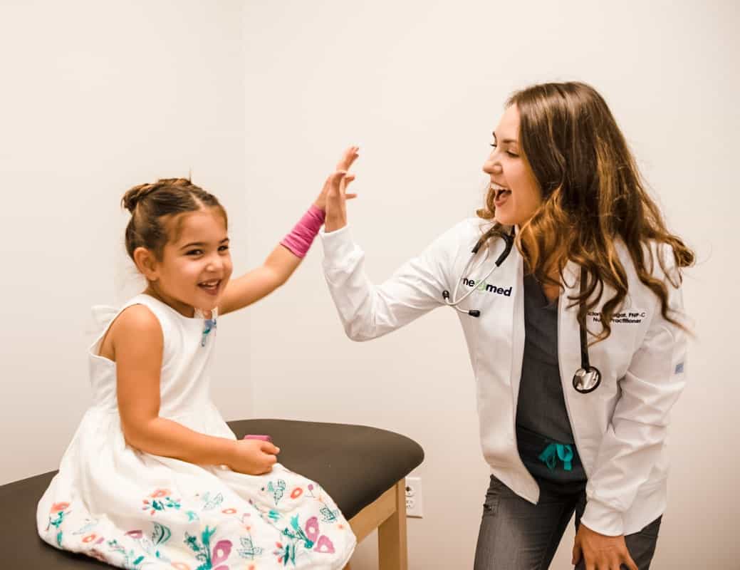 Victoria and happy little girl urgent care services